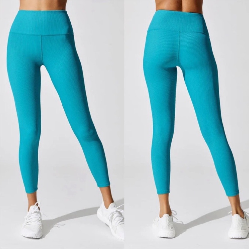 Carbon38 ribbed 7/8‎ legging 24.5” teal women’s blue medium